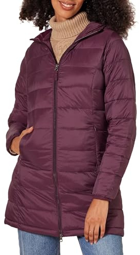 Amazon Essentials Doudoune à Capuche Compacte Légère et Imperméable (Disponible en Grandes Tailles) Femme, Bordeaux, L