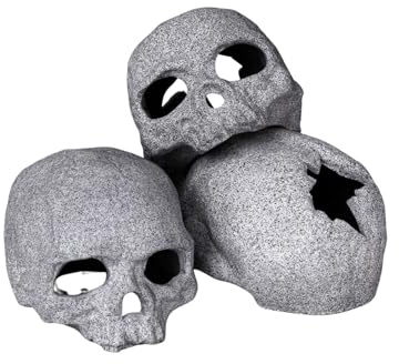 GRNLO Crusta Skull Aquarium Deko | Totenschädel-Versteck aus Keramik für Garnelen, Zwergkrebse & kleine Krabben | Hellgrau - 8,5 x 7,5 cm