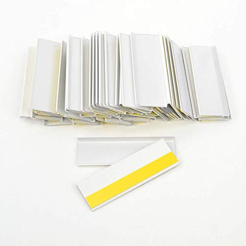 Selbstklebende Etikettenhalter für Einstecketiketten 100 mm Breit/Tickethalter/Etiketten Halter (21 mm Höhe, Weiß, 50 Stück)