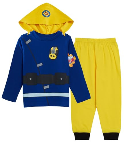 Fireman Sam Boys Novelty Dress Up Pyjamas Kids Full Length Character Pjs Size