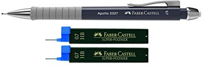 Faber-Castell 232701 - Druckbleistift Apollo, Mine 0, 7 mm, (Dunkelblau + 24 Ersatzminen)