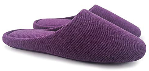 ofoot Zapatillas Mujer Casa Algodon Espuma Con Memoria, Pantuflas Estar Lavable Interior Antideslizante(Morado,36/37 EU)