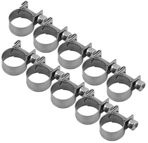Hose Clamp, 304 Stainless Steel Adjustable Mini Hose Clips with Smooth Edges, Hose Clamp for Fuel Line Pipe Air Water Silicone Hose, 6mm-20mm Optional Size, 10pcs