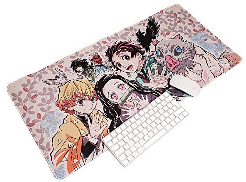 Großes Kimetsu no Yaiba Gaming Mauspad | XXL Manga Tischauflage 80x40cm | Motiv: Nezuko, Tanjiro & Freunde