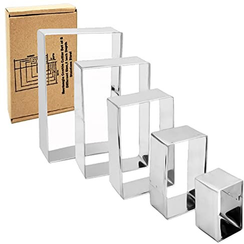 Vokop Lot de 5 emporte-pièces rectangulaires en acier inoxydable - 2,5 cm de profondeur