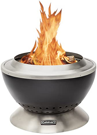 Cuisinart 24” Cleanburn Smokeless Fire Pit with Removable Base for Ash, Portable Wood Burning Outdoor Fireplace, Stainless Steel Smoke Free Outdoor Heater, Enhanced Airflow and Easy Cleanup