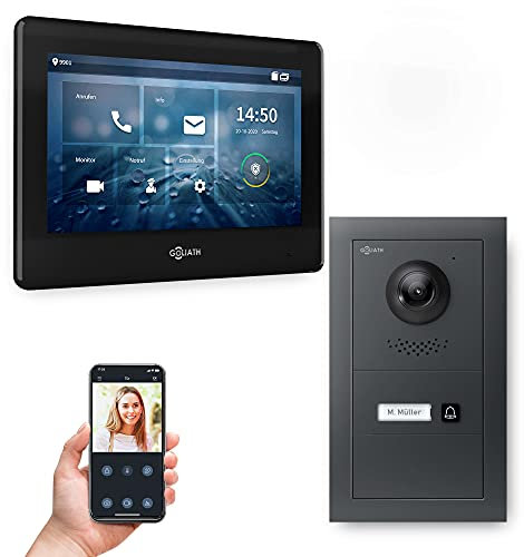 Goliath Hybrid | 2-Draht | Full-HD Video Türsprechanlage | App | 1-Fam | 1 x Full-Touchscreen 7 | Aluminium Unterputz Türstation | + Blanko Modul | 180° Ultra-Weitwinkel | AV-BUS-603