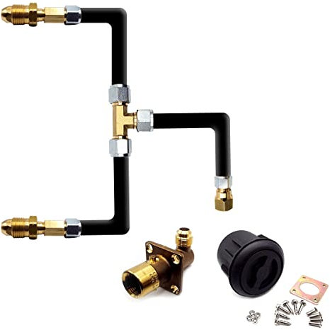 Adattatore a baionetta a GPL con due adattatori di ricarica girevole per bombole di gas, tubo e scatola di alloggiamento nera, 4 metri