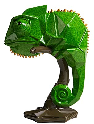 NENBOLEC Camaleón Escultura Lagarto Figura Animal Estatua Moderna Arte 22cm | Resina Verde Decoración Hogar Adorno Interior Artesanal Navidad Festiva Regalo para Dormitorio Salón Oficina