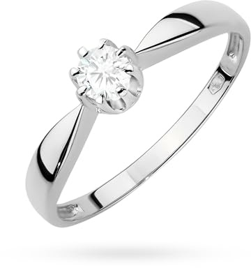 MARKO Weißgold Damen Ring aus Gold mit 0,15 Karat Diamant - Klassischer Damen Ring - 14 Karat Gold (585) - Goldring für Frauen