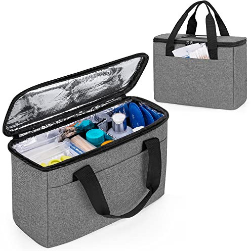Trunab Isolierte Kleine Medizinische Tasche mit Verstellbaren Trennwänden, Wasserabweisende Kühltasche zur Aufbewahrung von Reisemedizin für Zuhause, Reisen, Camping Schwarz – Patentiertes Design