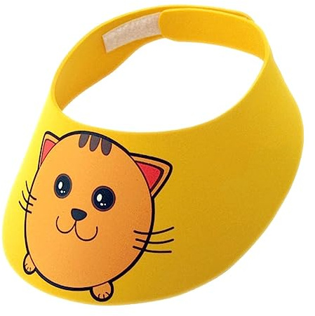 CIYODO 1pc Boy Girl Hair-Washing Visor Adjustable Bathing Cap for Boy Girl Yellow Hair Wash Shield Brim for Dry Face Safe Design