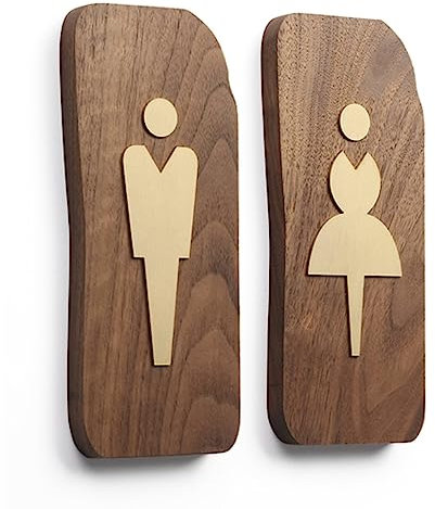 Unisex-Toilettenschild-Set aus Holz, Toilettenschild for Männer und Frauen, Symbol for eine Toilette, Badezimmerschild aus gebürstetem Aluminium, Dekoration for Büros, Unternehmen und Restaurants