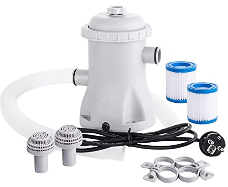 CalmGeek Poolfilterpumpe 330 GPH Planschbecken elektrische Wasserpumpe mit 2 Poolfilterkartuschen Poolpumpen oberirdisch kleine Poolfilterpumpe