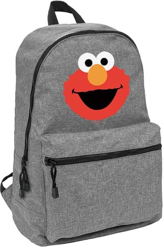 Sesamköpfe Leichter Rucksack für Arbeit, Schule, Alltag, verstaubar für Reisen, Elmo Head, 16H x 6D x 12W, Kompakt
