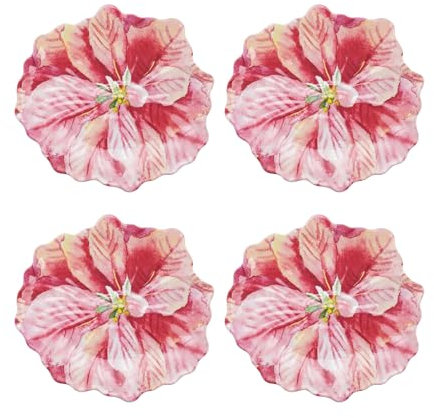 UP ware Weihnachtssterne Melamin-Dessertteller, Blumenform, kleine Servierteller, für Vorspeisen, Snacks und Beilagen, Rosa, 19,1 x 17,8 cm, 4 Stück