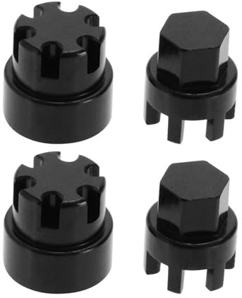 Be In Your Mind 4PCS M2 Wheel Nut Cap RC Car Wheel Dust Nut CNC Aluminium Locking Hub for 1/24 RC Crawler Cars Compatible with Axial SCX24 Deadbolt JLU Gladiator Bronco, Black