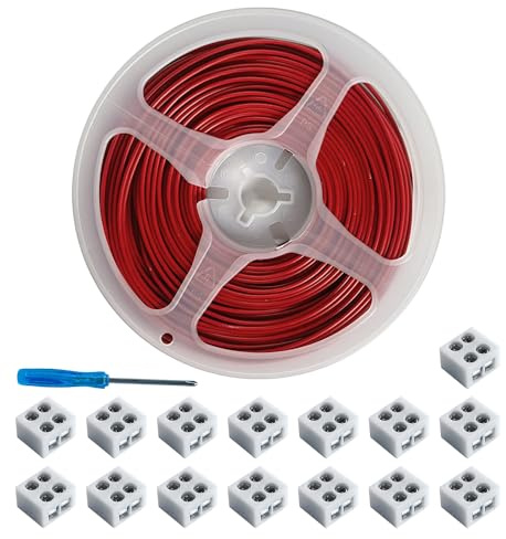CEZELUX 15Pack Erless LED Strip Connectors 2pin 10mm with 32.8ft Wire, Tighten Screw Terminal Blocks 2 Pin 10mm Connector with Screwdriver Wire to COB FOB LED Tape Connector for 5-24v Decorative