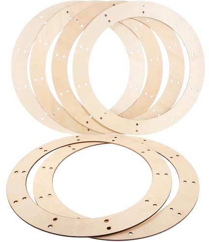 Zerodeko 6 Stück Osterkranz Holzkranzrahmen zum Basteln Holzkranz Runder Kranzring Kranzrahmen Makramee-Reifenringe für DIY-Urlaub Ostern Haustür 23 cm