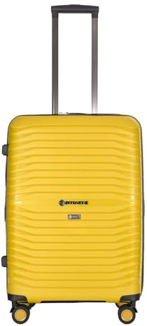 Stratic Bright+ Hartschalen-Koffer Trolley Koffer mittelgroß Reisekoffer, wasserabweisend, 4 Rollen, erweiterbar, TSA-Schloss (Größe M, Yellow Gold)