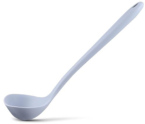 KICHOUSE Cucchiaio Da Zuppa Silicone Con Manico Lungo Mestolo Grande in Silicone Premium Facile Da Pulire Utensile Moderno Per Cucina e Ristorante
