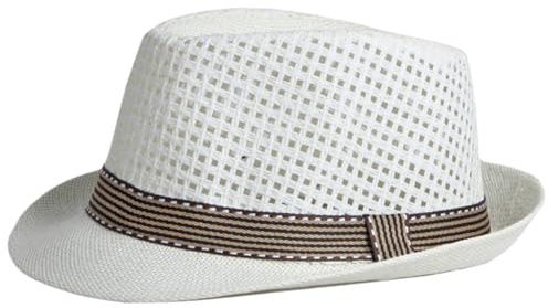 Hperu Chapeaux Fedora de Paille pour Hommes, Chapeau cubain Chapeaux Fedora de Paille structurés Respirants avec Une Doublure absorbante de Sueur