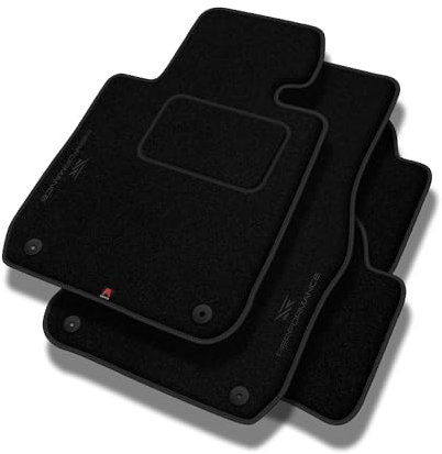 SMK Personalisierte Velours Fußmatten Auto passend für Volvo C30 2006-2012 - Standard, Perforiert, schwarz -Präzise CNC-Stickerei, Design-Lochpaspel, Auto Fußmatten - Perfekt für Autofahrer und Autofa