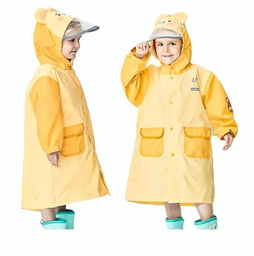 La-haut kids Veste imperméable pour enfant fille garçon, ponchon de pluie léger (FR/ES, Âge, 4 ans, 5 ans, Taille normale, Jaune)