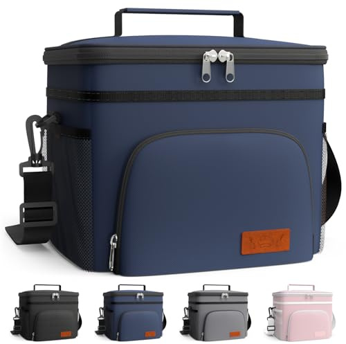 HOTOR kühltasche für Männer und Frauen – auslaufsichere lunchtasche mit 4 Taschen, verstellbarem Schultergurt, ideal für Arbeit, Picknick, Reisen und Strand, 10L, Marineblau