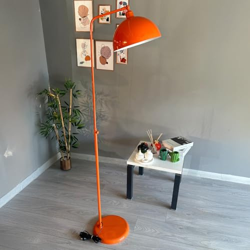 bamyum Gorkiede Stehleuchte Metall, Stehlampe Wohnzimmer, Moderne Stehleuchte für Schlafzimmer, Kinderzimmer mit E27 Fassung, 30 cm Breit, verstellbarer Lampenschirm, Stehluchte Orange
