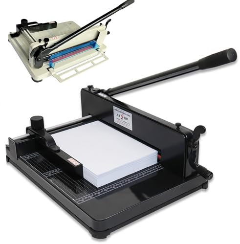 Heavy Duty Papierschneider, 12 industrielle Schneidemaschine A4/A3 Manueller Trimmer mit Klingenverriegelung & automatischer Klemme, schneidet Papier, Leder, PVC, Vliesstoffe, 400 Blatt Kapazität