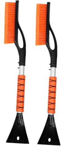 Warmhm 2 Pezzi Raschietto Neve Auto con Manico Estensibile Pala Neve Resistente per Parabrezza e Finestrini Rimozione di Ghiaccio e Gelo Accessorio Auto Compatto e Durevole