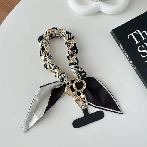 FUPOHUA Chaîne de Suspension pour téléphone Portable, Foulard en Soie, Pendentif en métal tressé, Solide, Anti-Chute, dragonne Haut de Gamme, Corde Courte
