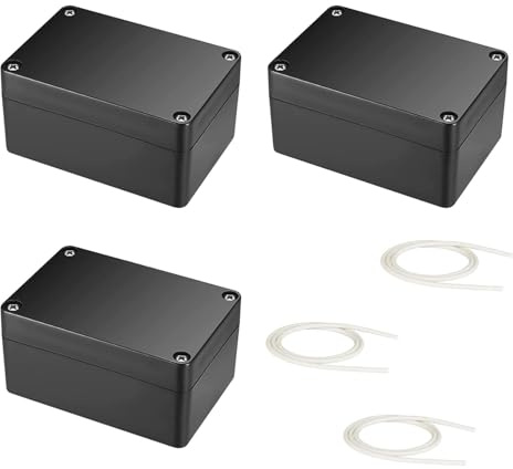 Kopplingsdosa vattentät IP66, 3 stycken distributionsdosa utomhus, elektriska tillbehör hölje plast, svart elektronisk projektlåda, 100 x 68 x 50 mm