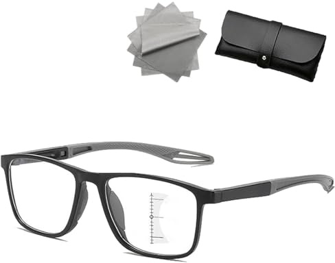 DPKSML Banogalle Brille, Banogalle Automatik Brille, Ultraleichte und bequeme Anti-Blaulicht-Brille für Presbyopie, Anti-Blaulich Intelligente Zoom Automatische Brillen (Schwarz-grau,+2.0)