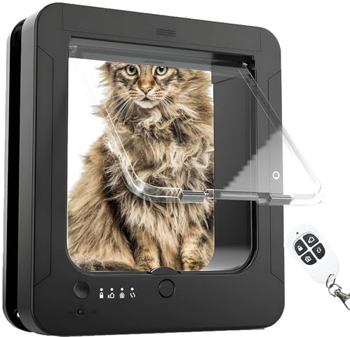 Intelligente Katzenklappe Mit Mikrochip, Deluxe-haustiertür Mit Fernbedienung Und 2 Sensorhalsbändern, 4-Wege-verriegelung Für Welpen, 7,7 × 8,3 Zoll Sichere öffnung, Für Kleine Hunde, Für