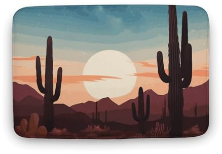 asbwuo Desert with Cactus Bath Rug Absorbent Non-Slip Bathroom Mat Durable Coral Fleece Floor Mat for Bathroom, Kitchen, Living Room Laundry Room 15.7x23.6