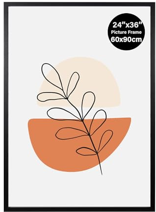 KAIWIN Bilderrahmen 60x90 cm Schwarz, rahmen 60x90cm, Holz Fotorahmen zum Aufhängen, Posterrahmen Benutzt für Fotos, Bilder, Puzzles, Poster