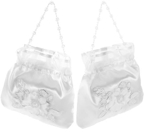 ULDIGI Set 2 Pezzi Borsa da Sposa Coulisse Piccola, Sacchetto Porta Soldi per Bomboniere Damigelle d'Onore, Borsa Decorativa Floreale per Matrimonio e Festa