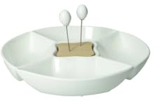 BRANDANI 51676 Antipastiera Classic in porcellana/bamboo con 2 forchettine inox Ø 25,5 cm