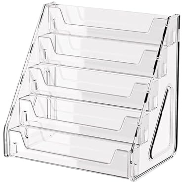 Genérico Soporte De Sobremesa 5 Niveles – Estante Multi-Catálogo | Soporte Para Folletos A4 Trípticos, Flyers, Menús, Oficina, Hotel, Restaurante, Comedor