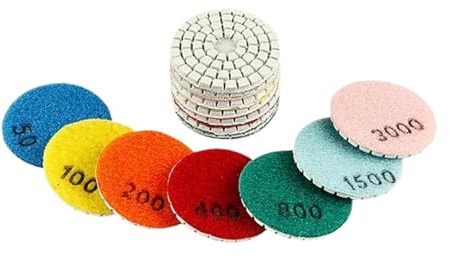 Juego de 7 discos pulido 2 pulgadas y 55 mm for piedra, jade, mármol, granito, hormigón amoladora angular