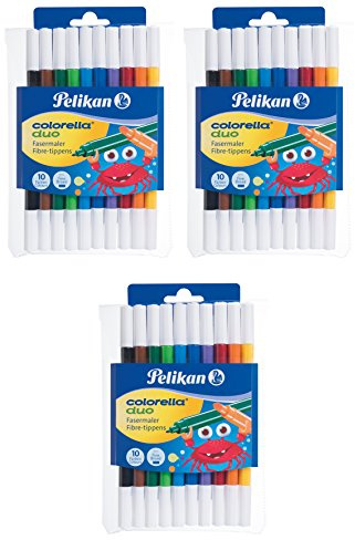 Pelikan 3er Pack, 10 Fasermaler Colorella Duo