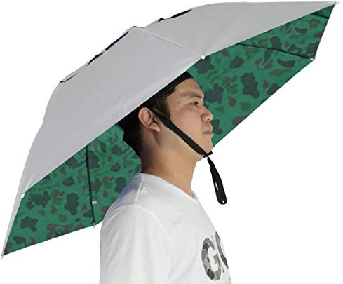 NEW-Vi Fishing Umbrella Hat Folding Adjustable Sun Rain Cap, 37.4”Oversize Hands Free Umbrellas, 7-Ribs Anti-UV Waterproof Headwear for Fishing Gardening Golf Sunshade Outdoor