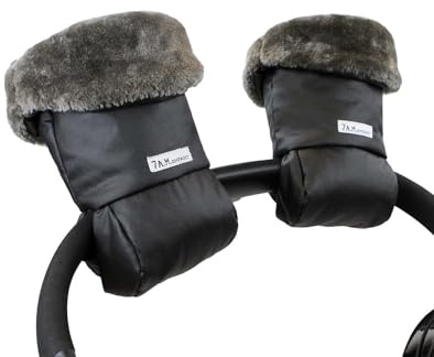 7AM Enfant Stroller Warmmuffs Gloves - Anti-Freeze Stroller Mittens for Handlebars, Water Repellent Hand Warmer Muff for Cold Weather, Plush Lined Stroller Warmmuffs | Winter Stroller Accessories