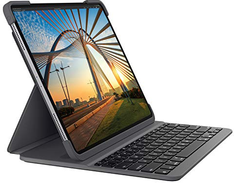 Logitech SLIM FOLIO PRO mit Hintergrundbeleuchtung, Bluetooth-Tastatur-Case, für iPad Pro 12,9 Zoll (3. und 4. Generation) (Modell: A1876, A1895, A1983, A2014) Deutsches QWERTZ-Layout