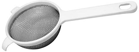 Fackelmann Colino scolapasta da cucina liquidi latte tè caffè, maglia acciaio inox manico in plastica (il colore può variare), 7 x 17 cm, 1 pz