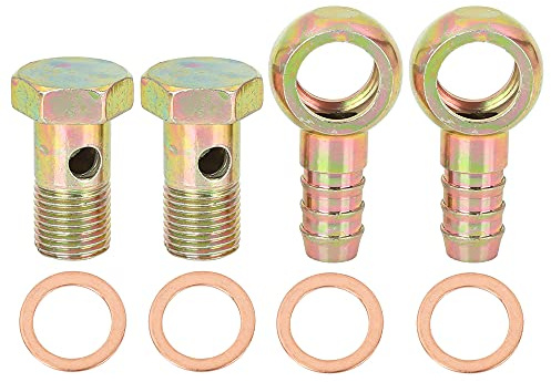 X AUTOHAUX 2 Sätze 16mm Banjo Schlauch Barb Bolt Fittings Banjo Bolt Washer Metall für Auto Motorrad