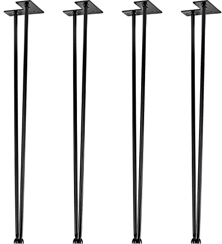 STILISTA 4er Set Hairpin Legs Möbelfüße mit 2 Stangen Farb- und Größenwahl, 70 cm, schwarz