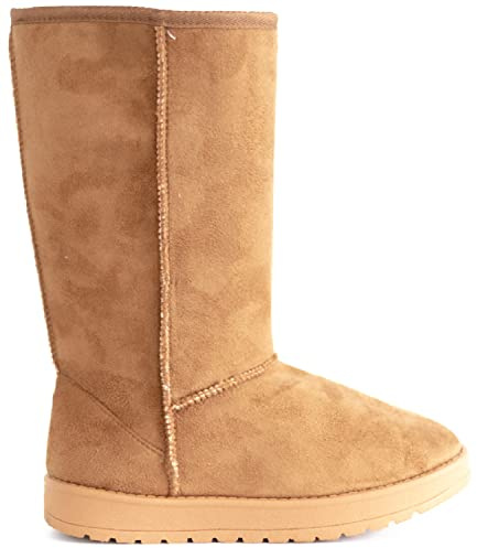 WOMENS WINTER FUR LINED SNUGG HUG GRIP SOLE LADIES MID CALF WARM BOOTS SIZE 3-8
